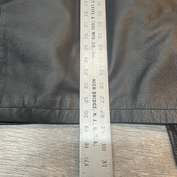 VTG Western Black leather aviation bomber biker jacket M zip in Liner - Picture 9 of 9